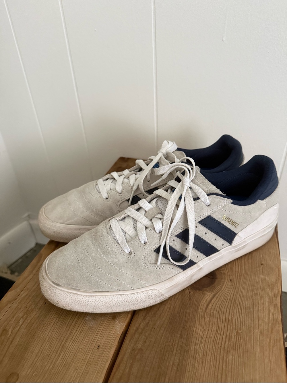 Adidas Busenitz Men’s White and Navy Court-Style Sneakers